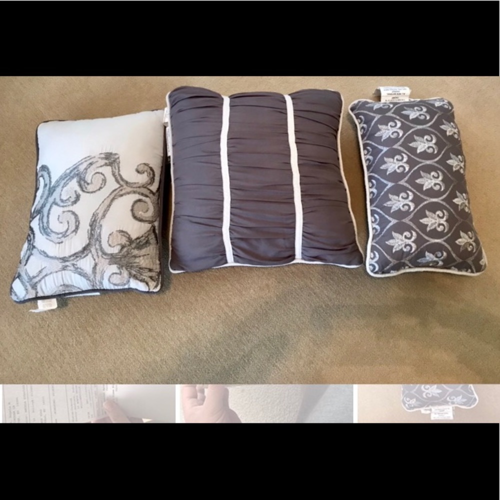 Set of 3 Gray Decorative Pillows, BedBath & Beyond